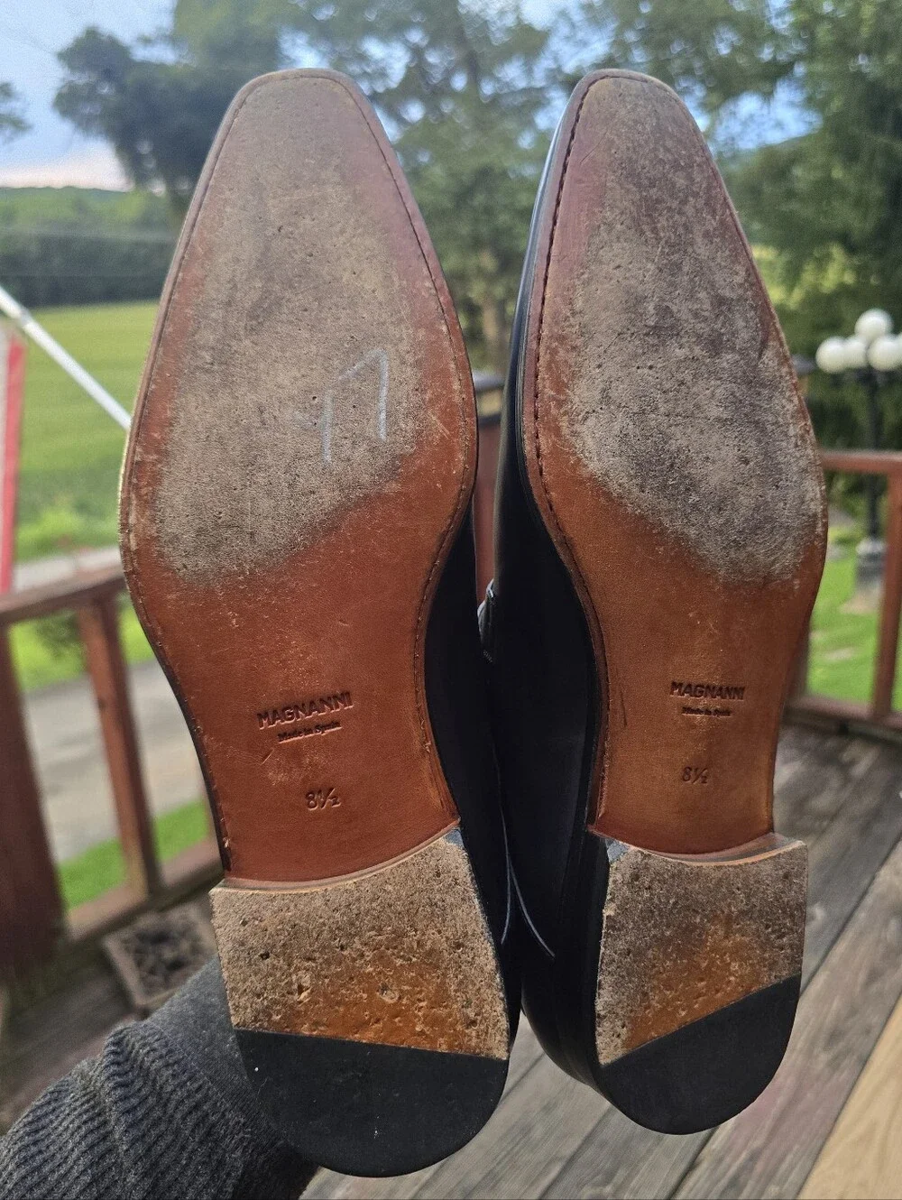 Magnanni, Marco II Monk Strap Dress Shoes, Blue Leather, Sz 8.5M